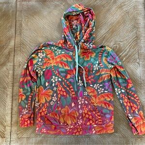 Anthropologie Farm Rio Magda Colorful Floral & Animal Hoodie Sweatshirt (XS)